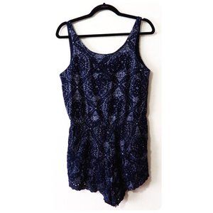 * Bershka Navy Blue Sleeveless Tie Back Romper sz M
